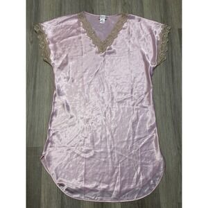 Vintage Shadowline Pink Women's Medium Negligee Nightgown Nylon Lace